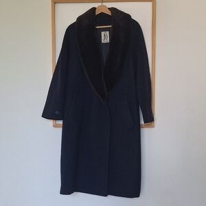 Vintage Wool Faux Fur Collar Jones NYC Coat